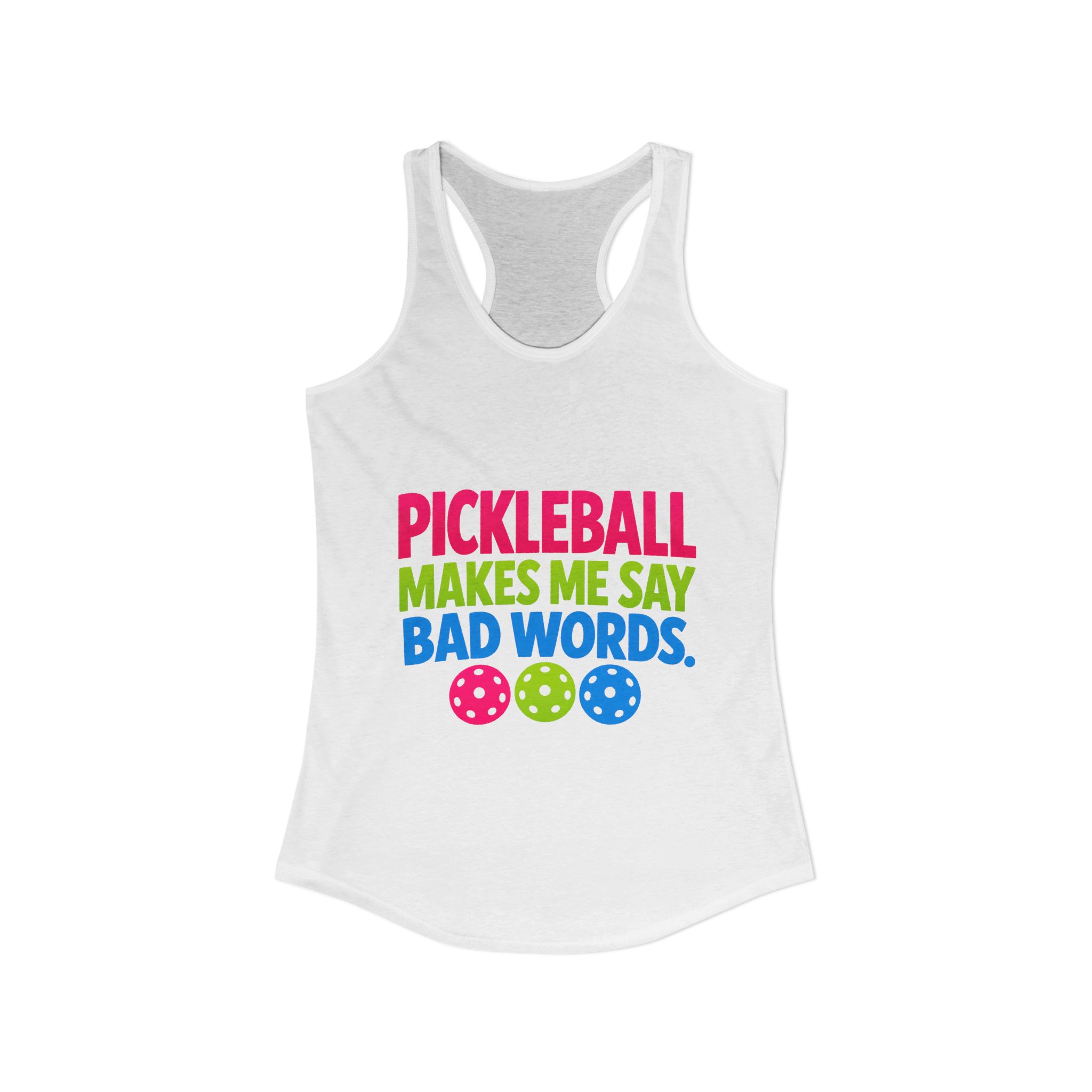 Pickleball Makes Me Say Bad Words. Women’s Pickleball Racerback Tank. - Image 2