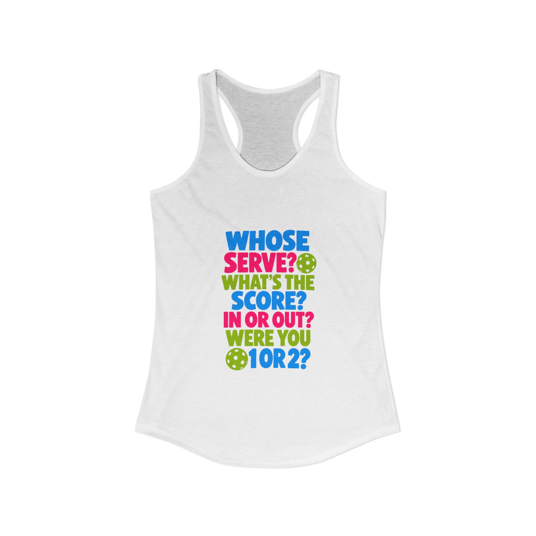 Whose Serve? What’s the Score? Women’s Pickleball Racerback Tank. - Image 2